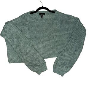 TEAL CROP TOP SWEATER